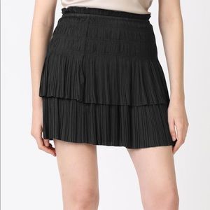 Current Air Silky Smocked Tiered Pleated MiniSkirt